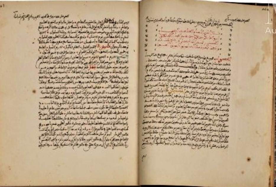 صفحات من مخطوط الفريد في تقييد الشريد وتوصيد الوبيد لأبي القاسم الفجيجي, الذي بيع في المزاذ العلني في باريس